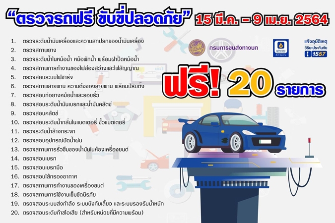 วิริยะประกันภัย “ชวนตรวจรถฟรี” ช่วงเทศกาลสงกรานต์ 2564