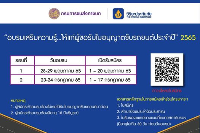 เปิดรับสมัคร!! สอบใบอนุญาตขับขี่รถยนต์ประจำปี 2565